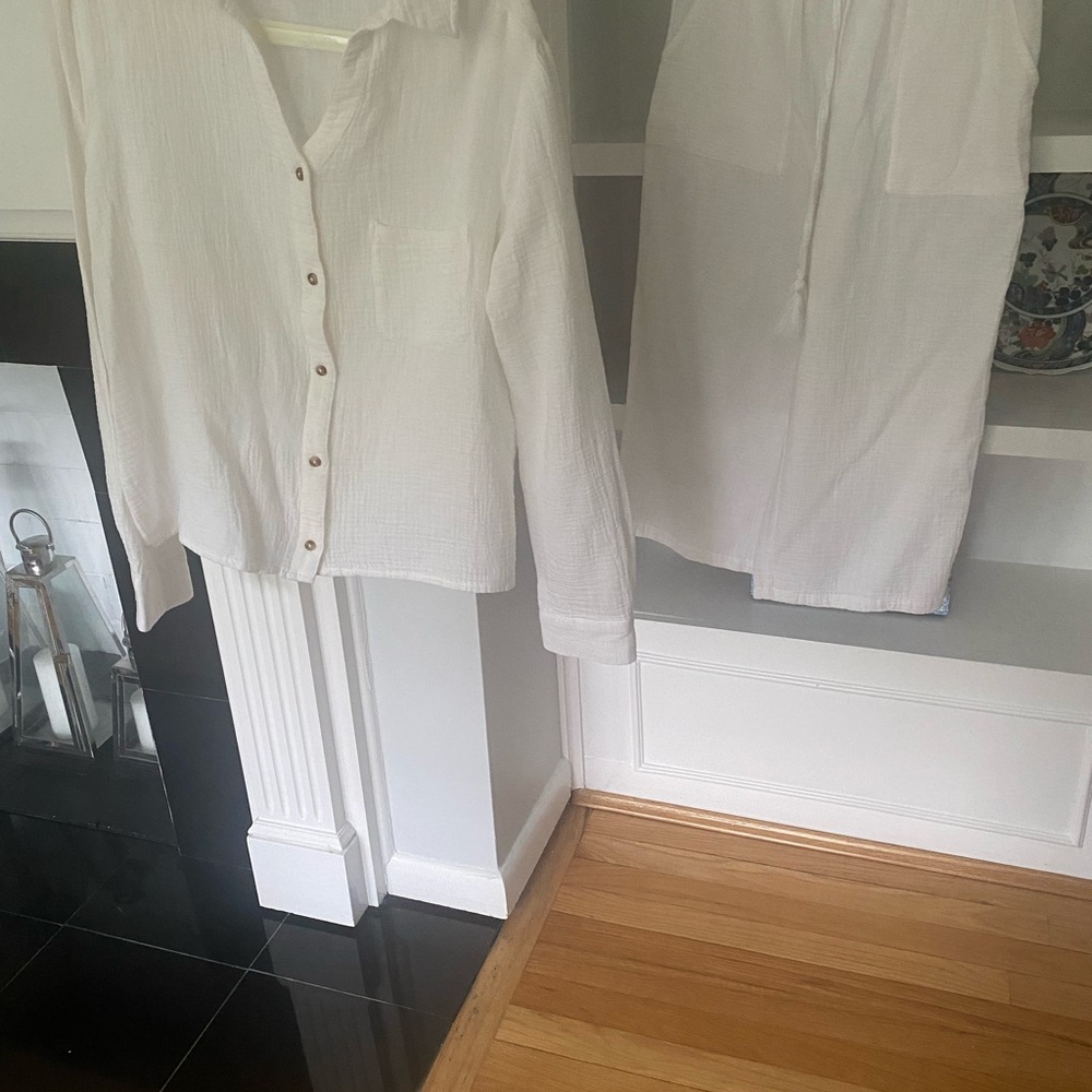 White Button-Up Shirt and Skirt Set